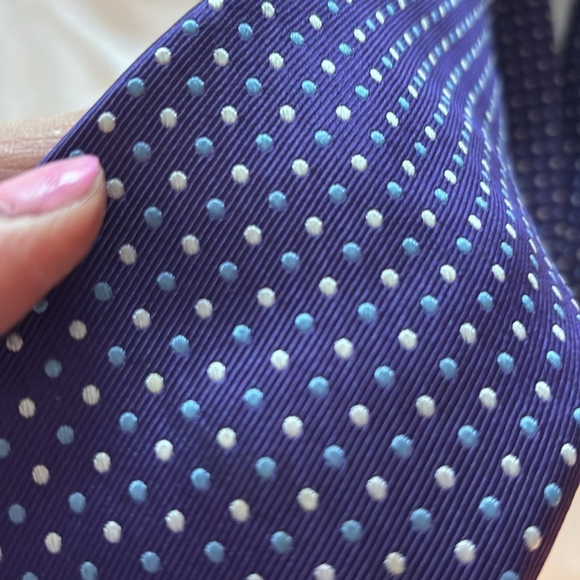 NORDSTROM 100% silk Men's Polka Dot Tie Purple blue silver neck tie made in USA - Picture 9 of 9